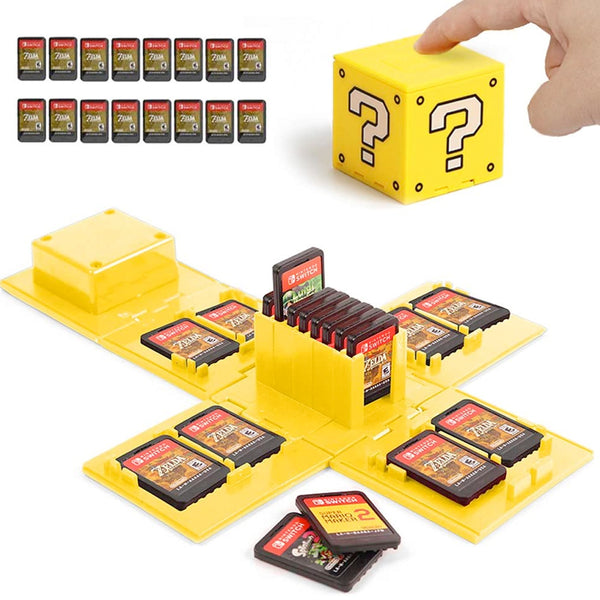 Estuche Protector de Viaje para Nintendo Switch (Lite/OLED) – Caja Organizadora de 16 Cartuchos con Diseño Bloque Interrogación