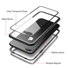 Cargar imagen en el visor de la galería, Funda Magnetica Para iPhone 6 6s 7 8 X XS Max Xr  Bumper Aluminio Negro y Mica Cristal Templado Parte Trasera
