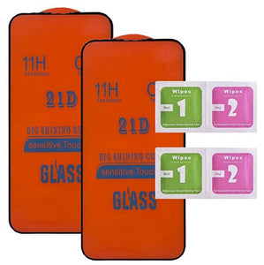 2 Piezas Mica Cristal Templado Pemium 21D Dureza 11H para iPhone 12 Mini / 13 Mini Pantalla 6.7 Pulgada (2 Piezas)
