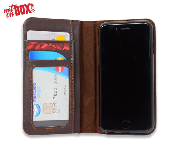 Funda Tipo Libro iPhone 6 / 6s 6 Plus y 6s Plus Color Café Book Case Vintage
