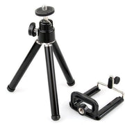 Foto de Mini Tripie + Clip Para Cualquier Celular (Altura Maxima 23 CM) Negro y Plata